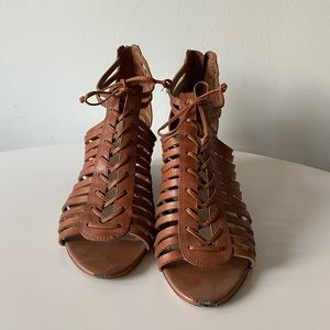 Ann Taylor LOFT Cage Lace-up Wedge Heels